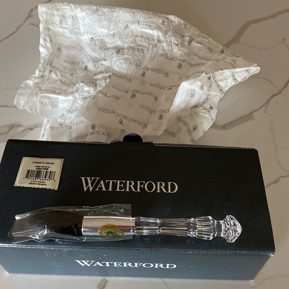 Waterford Crystal Makeup Brush. New, never used. Tags, box and tissue included.